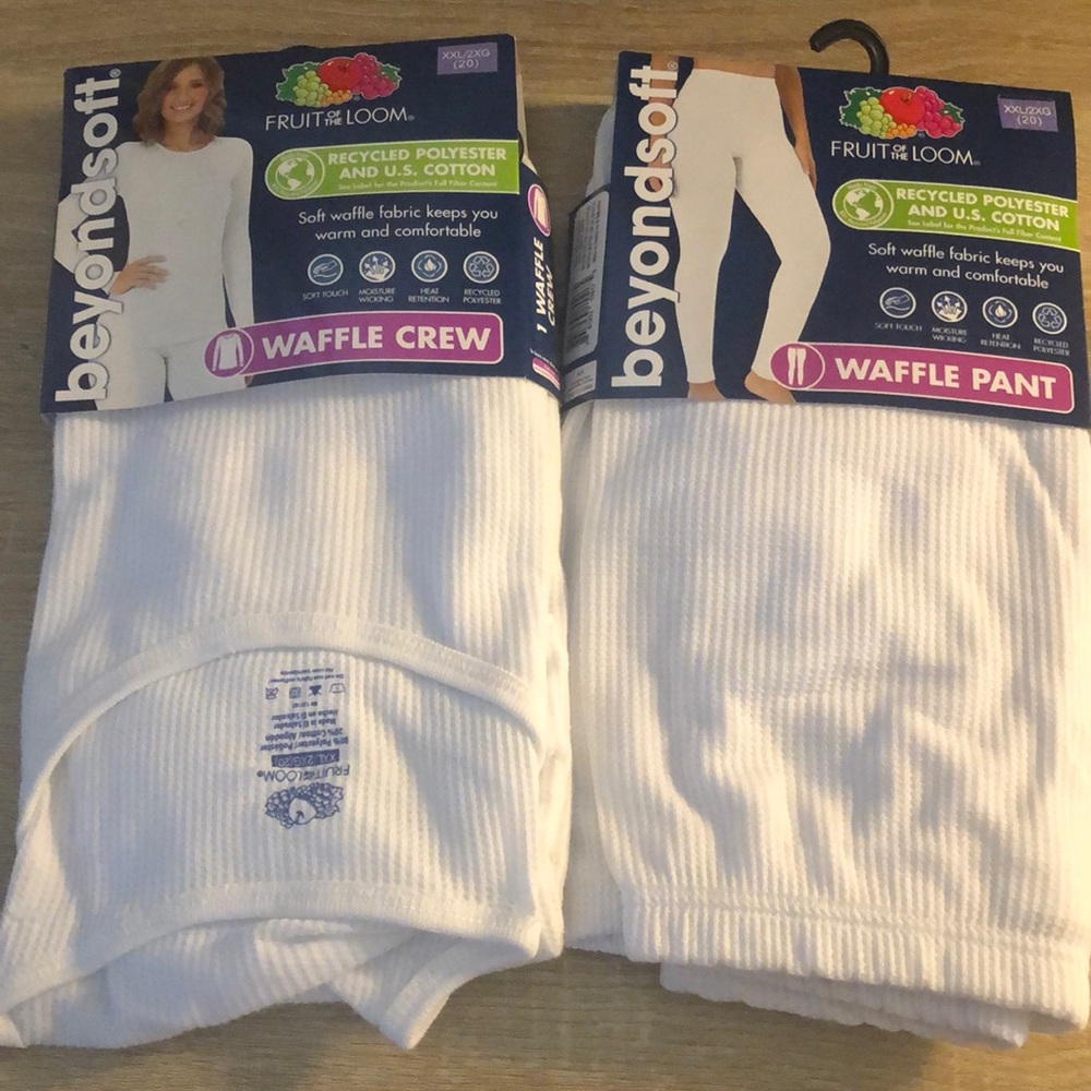 Fruit of the loom waffle crew top and pant set